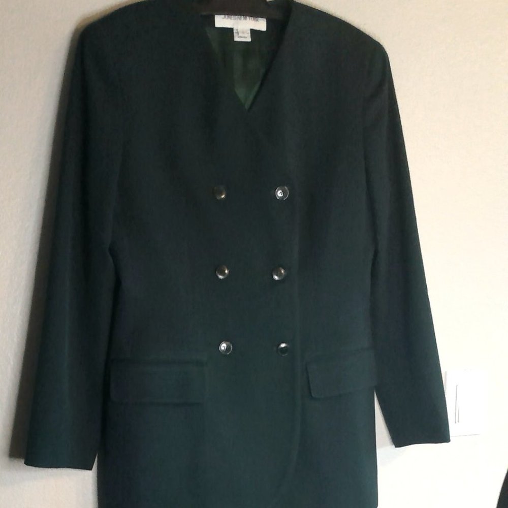 Vintage Jones New York dark green women's 2pc pants suit w/jacket size 6